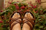 blue painted toenails
